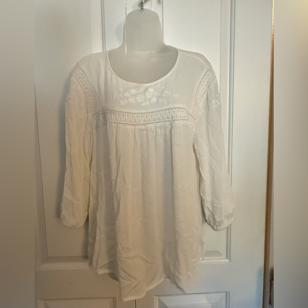 Torrid Cream Lace Accent Blouse